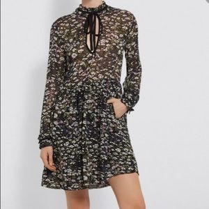 Ganni Long Sleeve Georgette Mini Dress